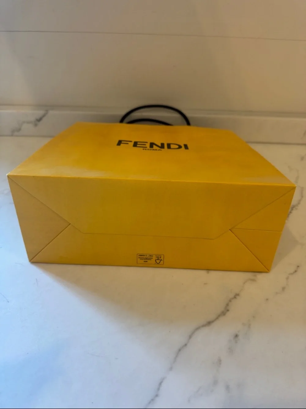 Fendi Yellow Shopping Bag with Black Logo and Handles 10x10x4